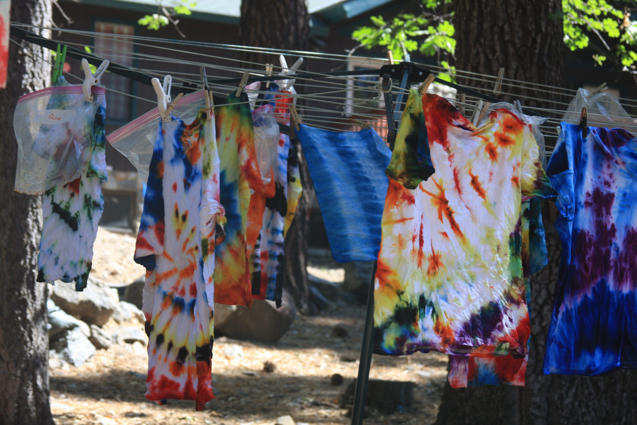 hanging tie dye shirts
